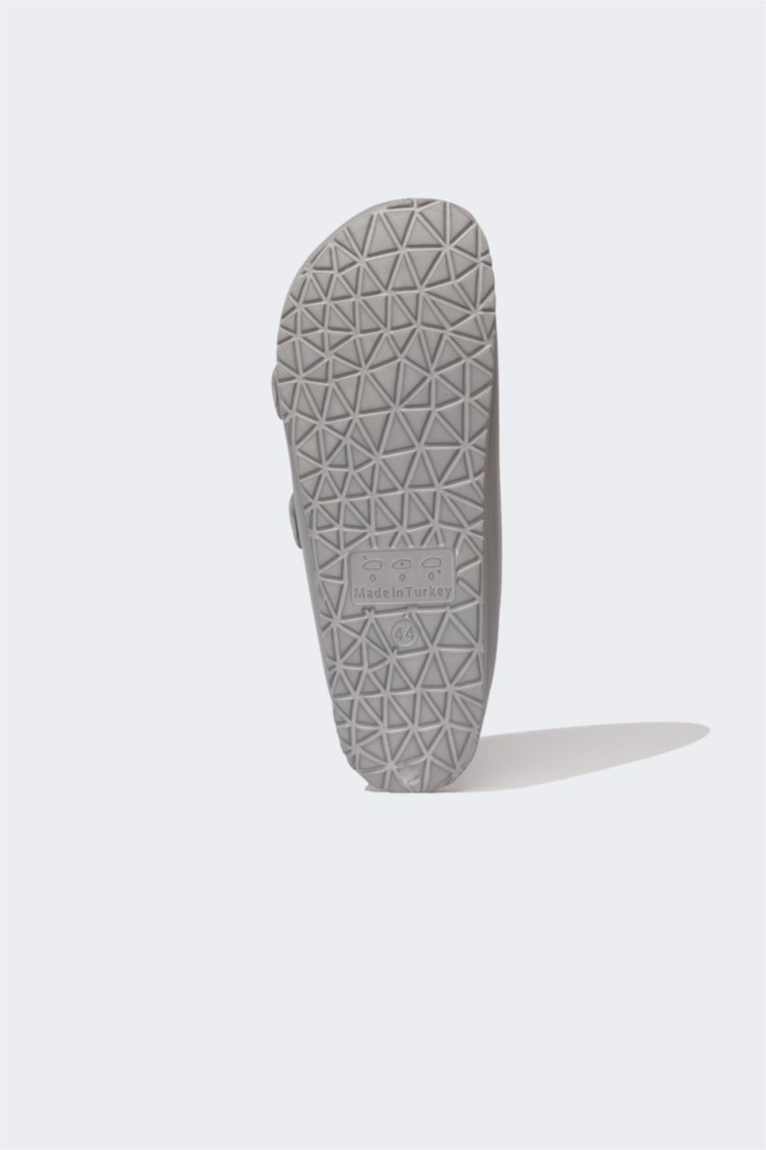 Erkek Gri Erkek Düz Taban Çift Bantlı Eva Terlik
