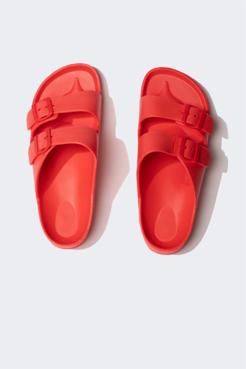 Man Red Man Flat Sole Double Banded Eva Slippers