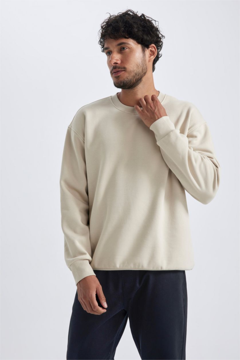 Erkek Taş Oversıze Sweatshirt