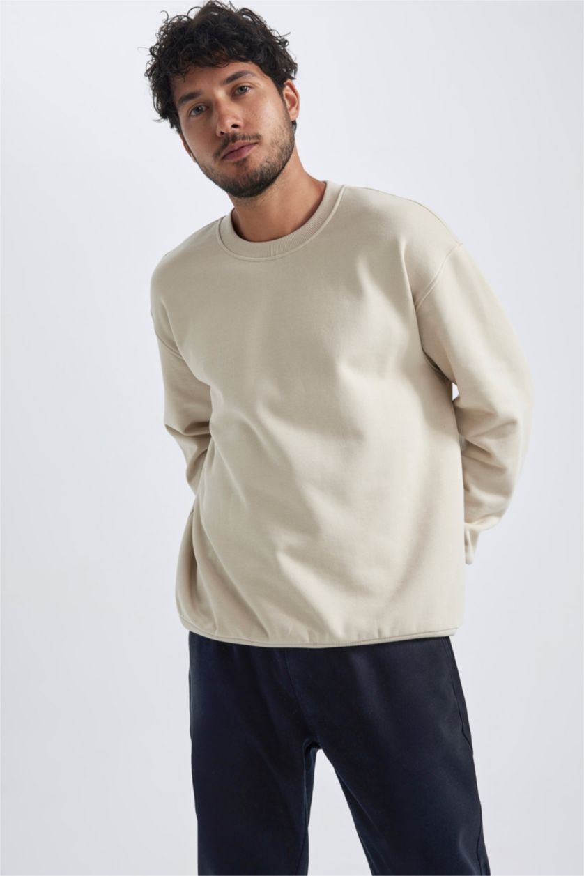 Erkek Taş Oversıze Sweatshirt