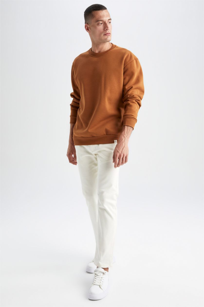 MAN Camel Oversize fit crew neck basic sweatshirt