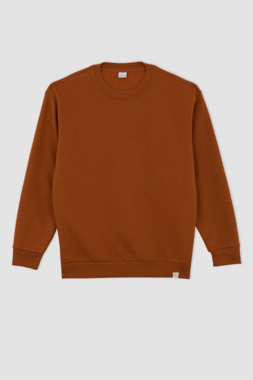 MAN Camel Oversize fit crew neck basic sweatshirt