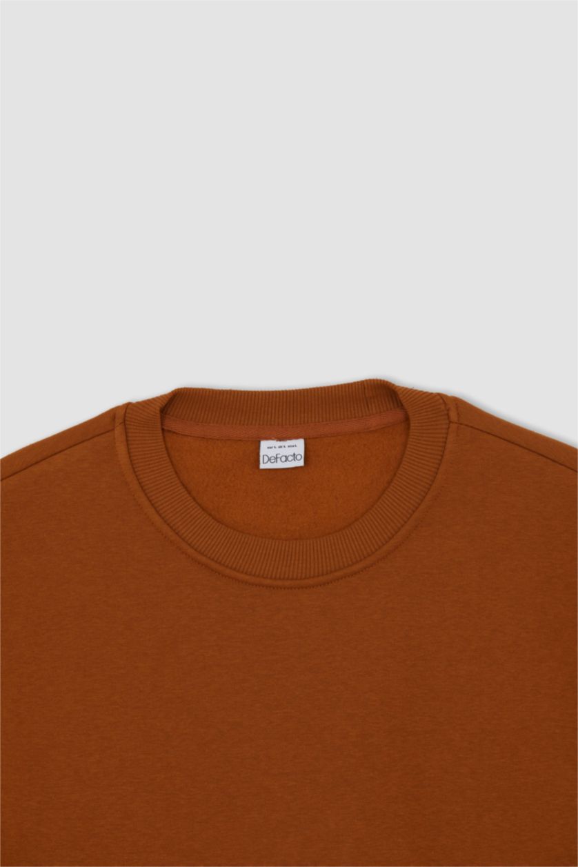 MAN Camel Oversize fit crew neck basic sweatshirt