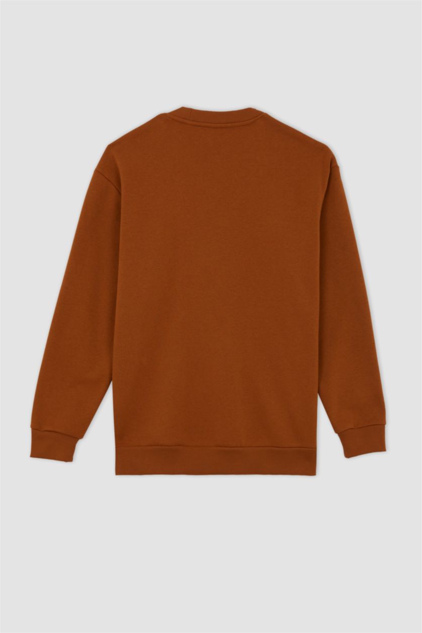 MAN Camel Oversize fit crew neck basic sweatshirt