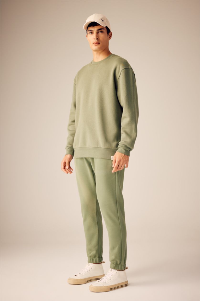 Erkek Haki Oversıze Sweatshirt