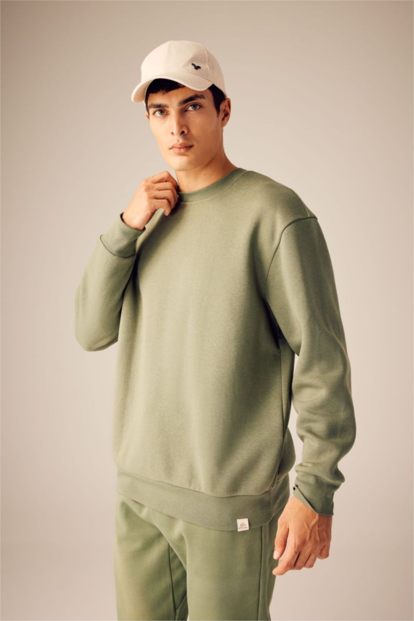 Erkek Haki Oversıze Sweatshirt