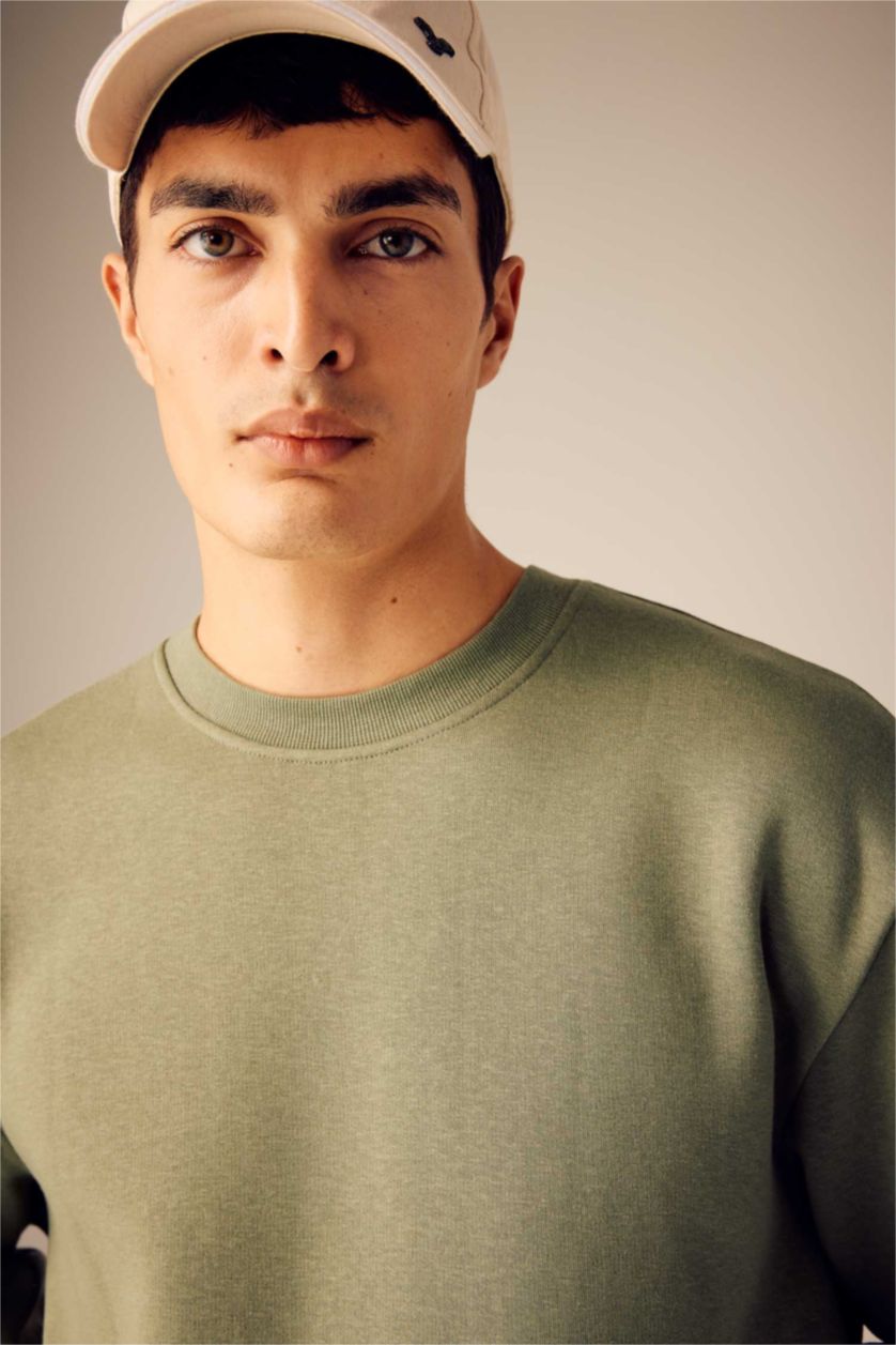 Erkek Haki Oversıze Sweatshirt