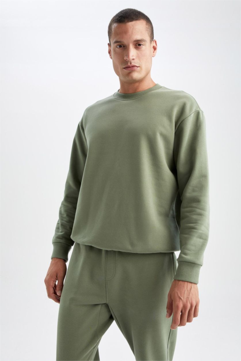 Erkek Haki Oversıze Sweatshirt