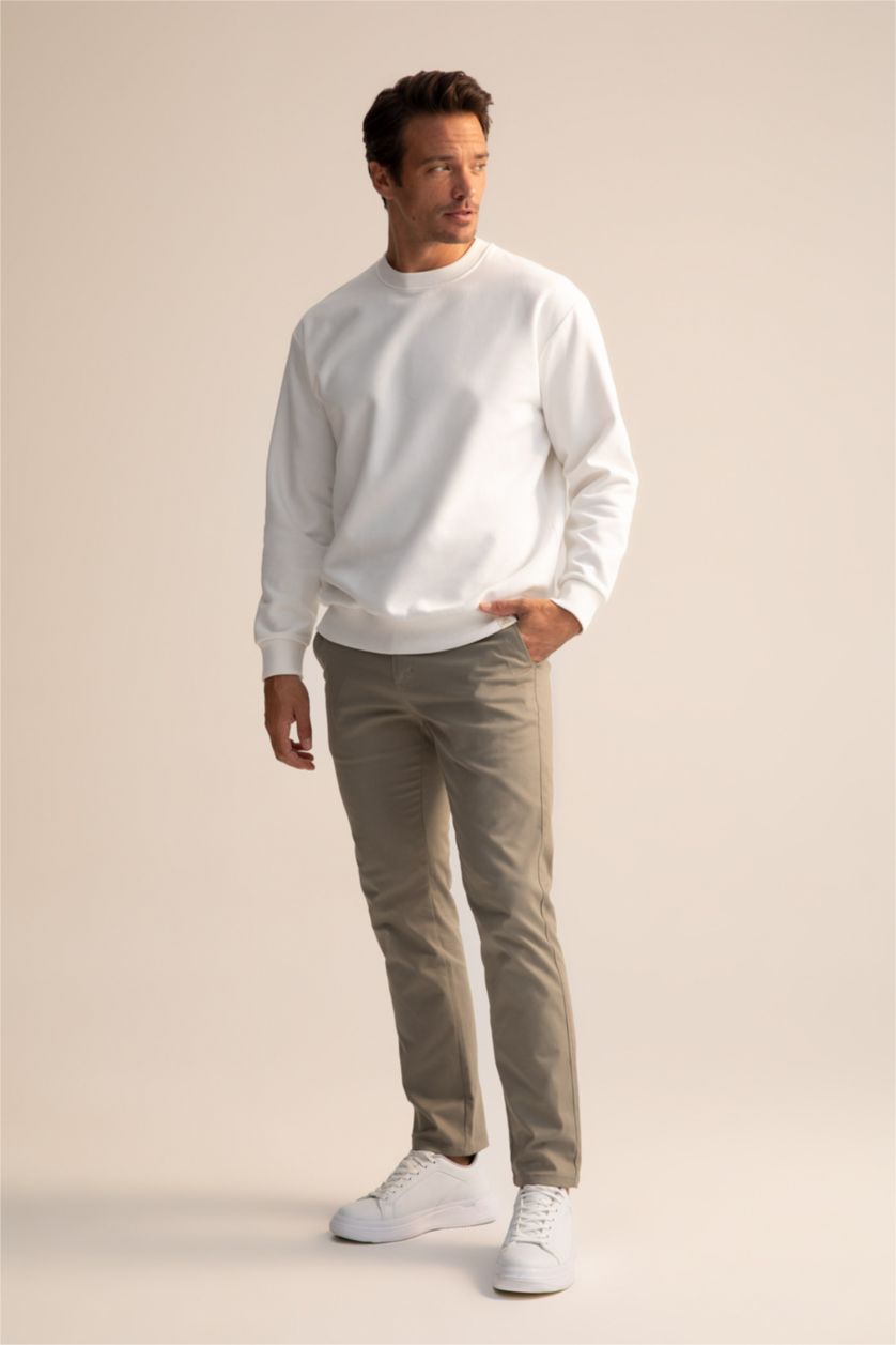 Erkek Kırık Beyaz Oversıze Sweatshirt