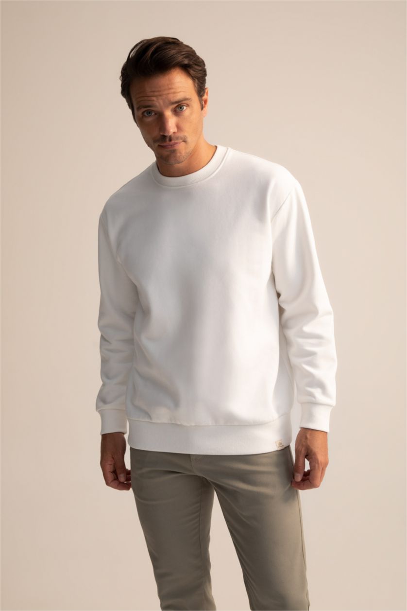 Erkek Kırık Beyaz Oversıze Sweatshirt