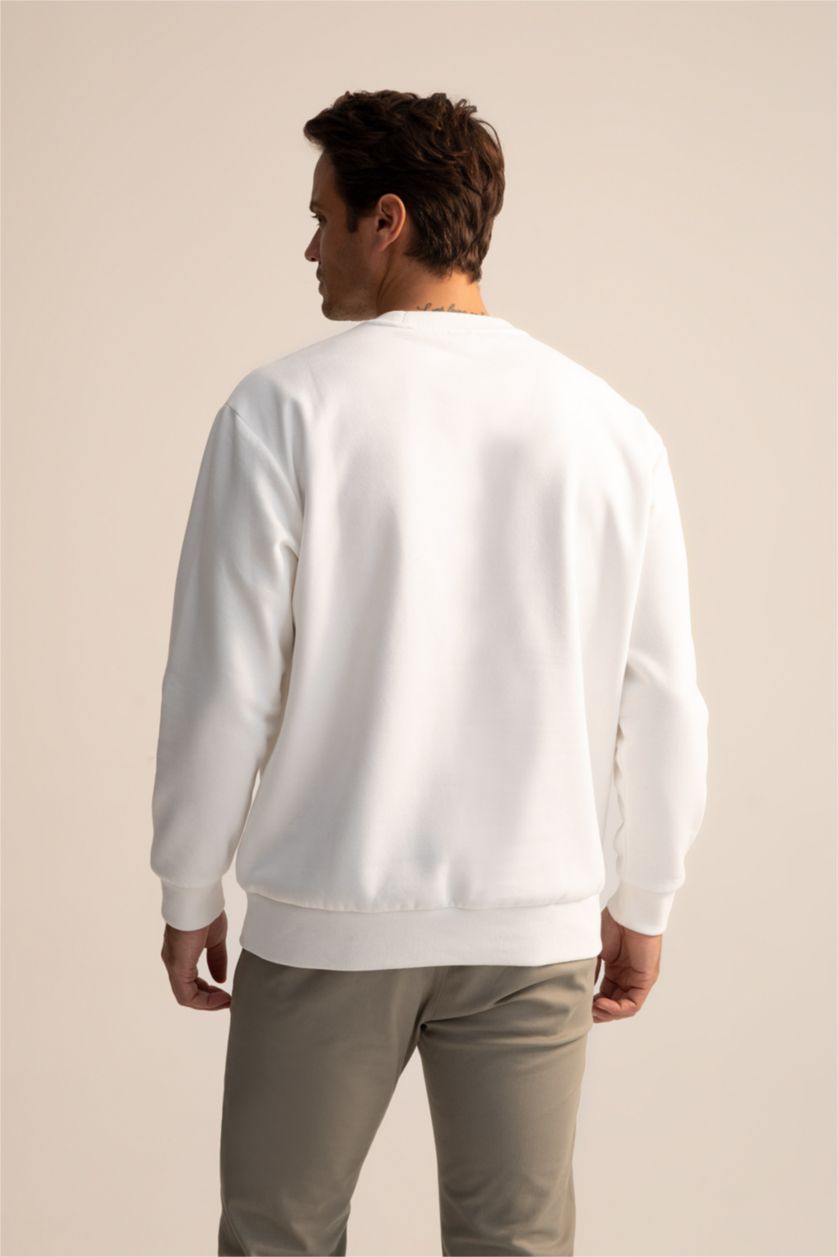 Erkek Kırık Beyaz Oversıze Sweatshirt