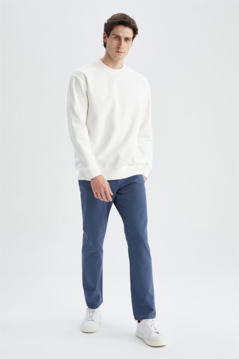 Erkek Kırık Beyaz Oversıze Sweatshirt