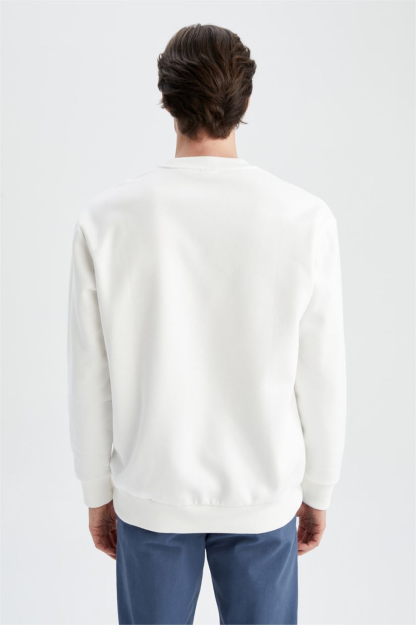 Erkek Kırık Beyaz Oversıze Sweatshirt
