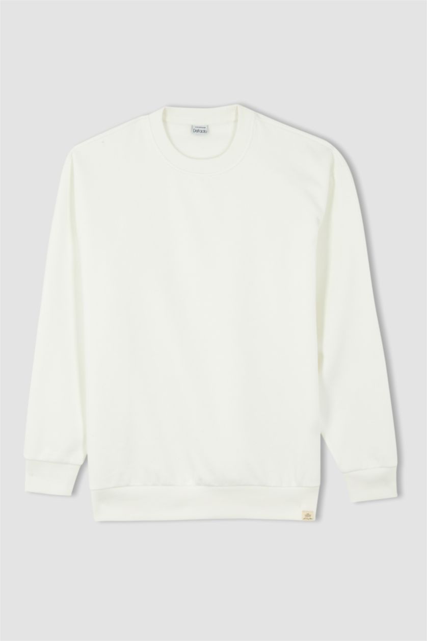 Erkek Kırık Beyaz Oversıze Sweatshirt