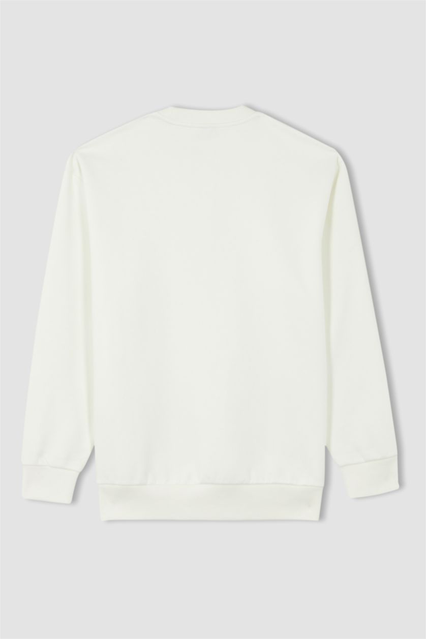 Erkek Kırık Beyaz Oversıze Sweatshirt