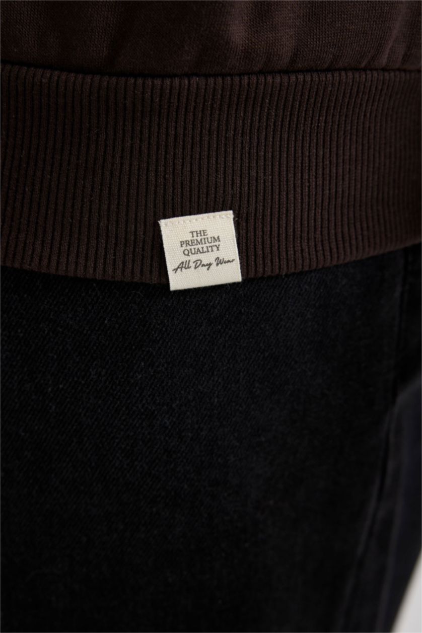 MAN Brown Oversize Fit Crew Neck Basic Sweatshirt