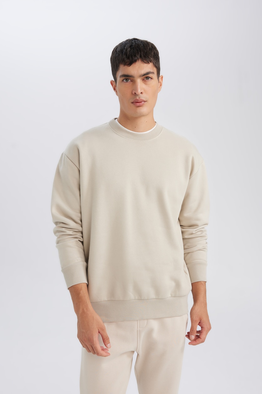 Men Stone Oversize Fit Thick Sweatshirt Fabric Sweatshirt