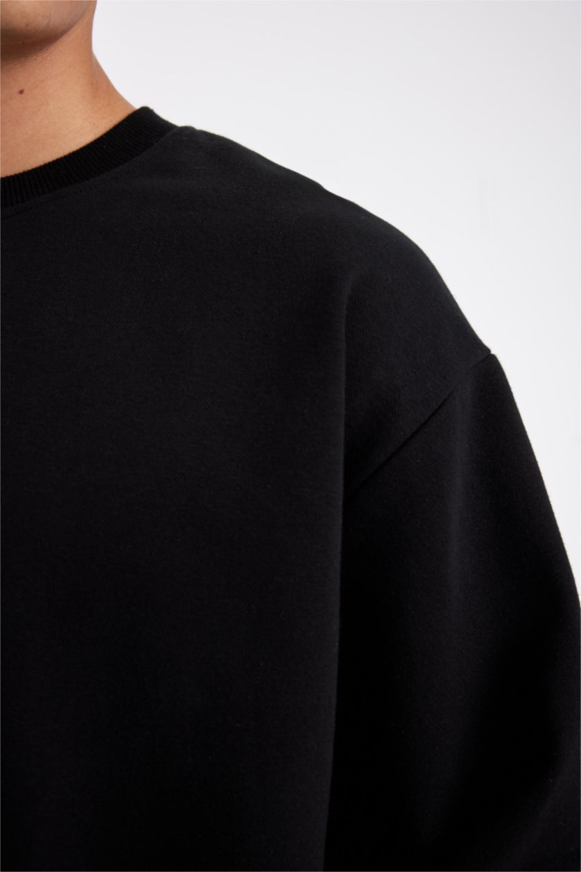 HOMME Noir Tissu Sweat Épais Coupe Oversize