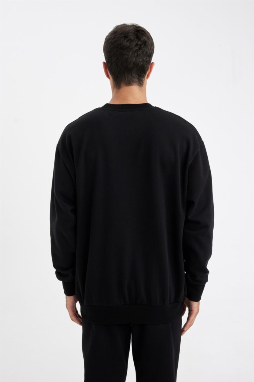 HOMME Noir Tissu Sweat Épais Coupe Oversize