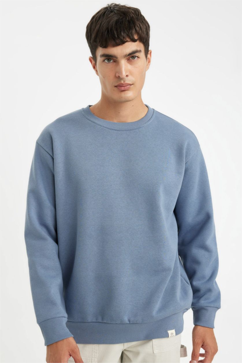 Men Grey Oversize Fit Thick Sweatshirt Fabric Sweatshirt