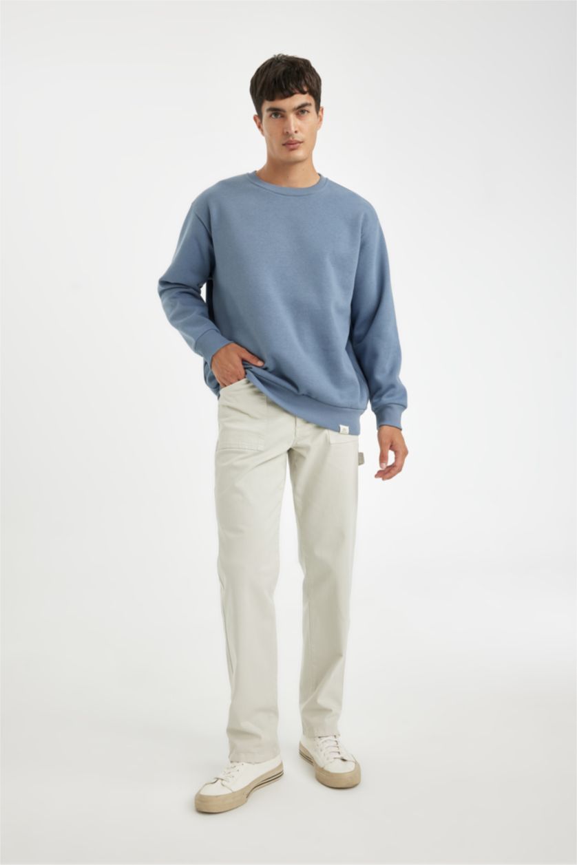 Men Grey Oversize Fit Thick Sweatshirt Fabric Sweatshirt