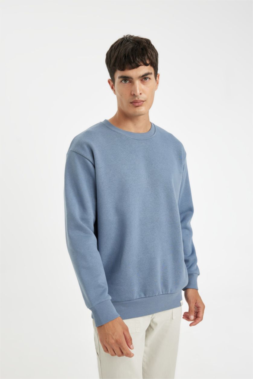 Men Grey Oversize Fit Thick Sweatshirt Fabric Sweatshirt