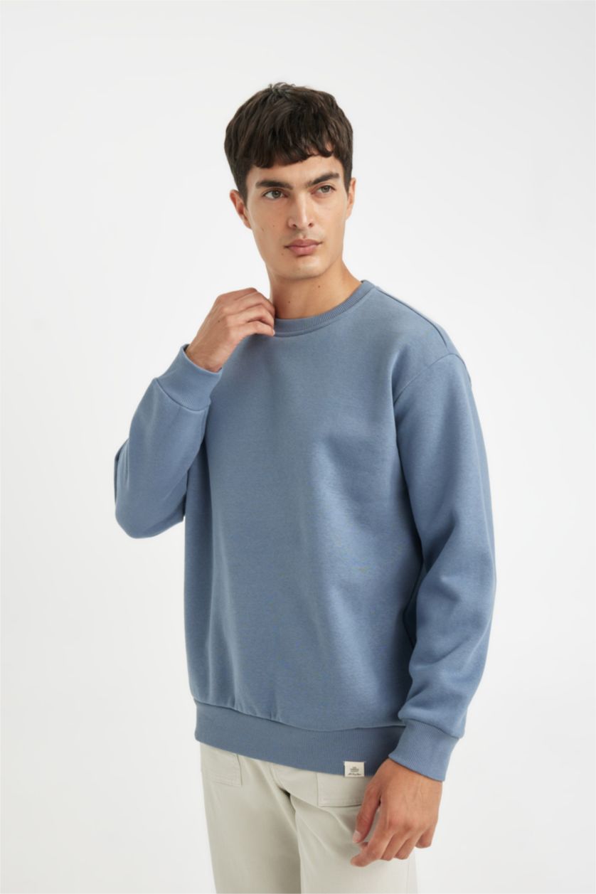 Men Grey Oversize Fit Thick Sweatshirt Fabric Sweatshirt