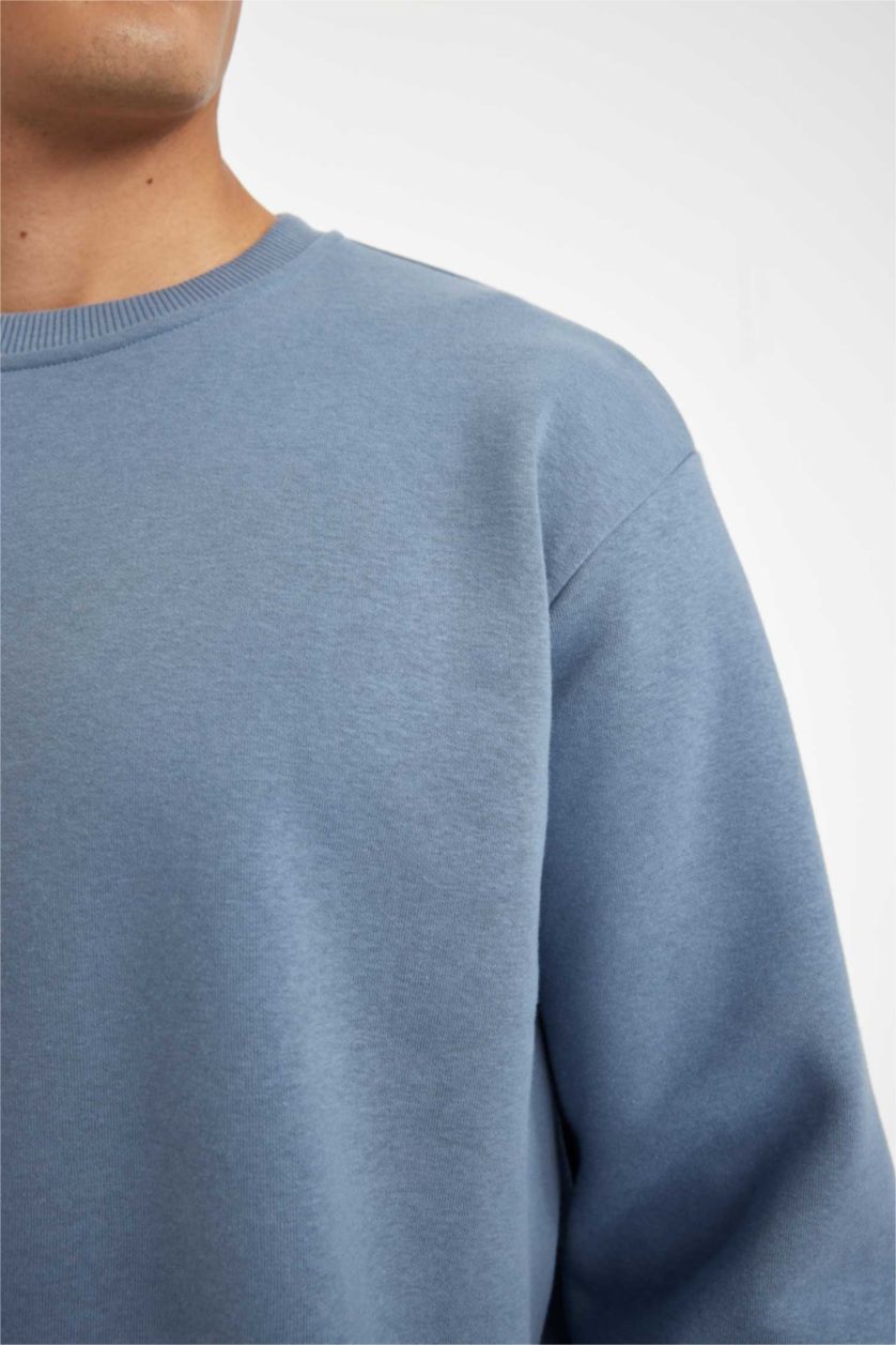 Men Grey Oversize Fit Thick Sweatshirt Fabric Sweatshirt