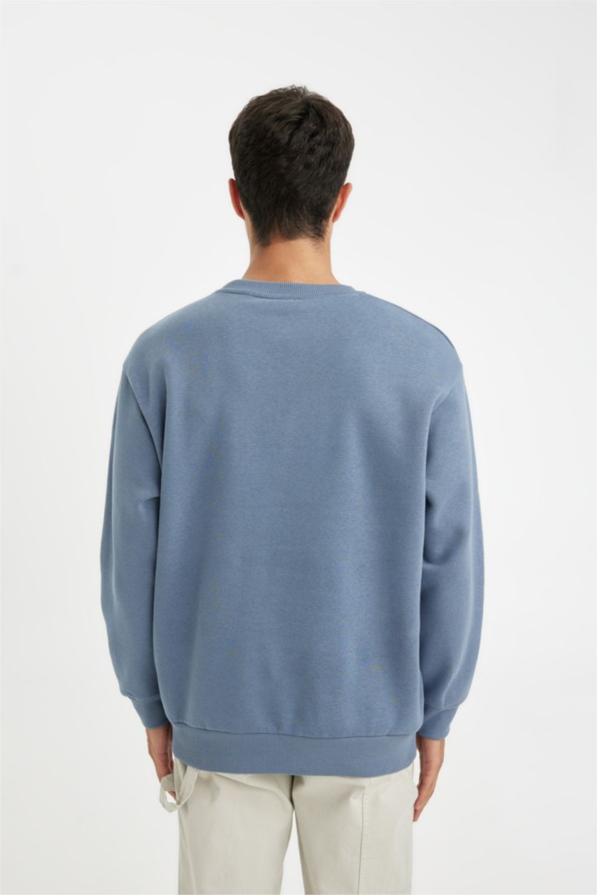 Men Grey Oversize Fit Thick Sweatshirt Fabric Sweatshirt
