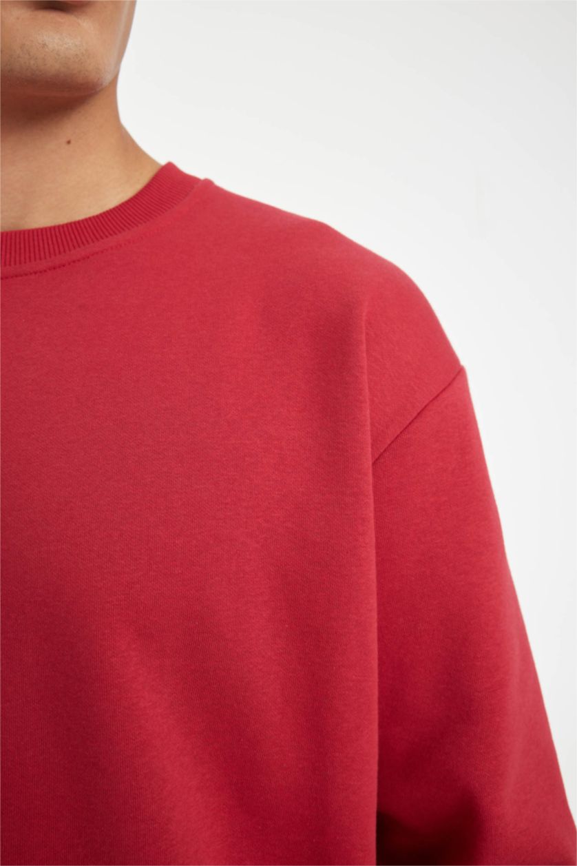 HOMME Rouge Sweat- Shirt Oversize basique et épais à col rond