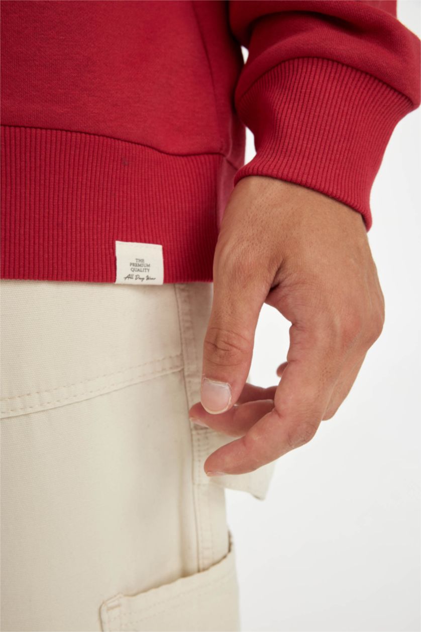 HOMME Rouge Sweat- Shirt Oversize basique et épais à col rond