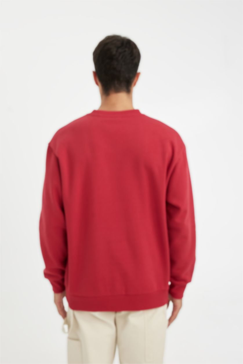 HOMME Rouge Sweat- Shirt Oversize basique et épais à col rond