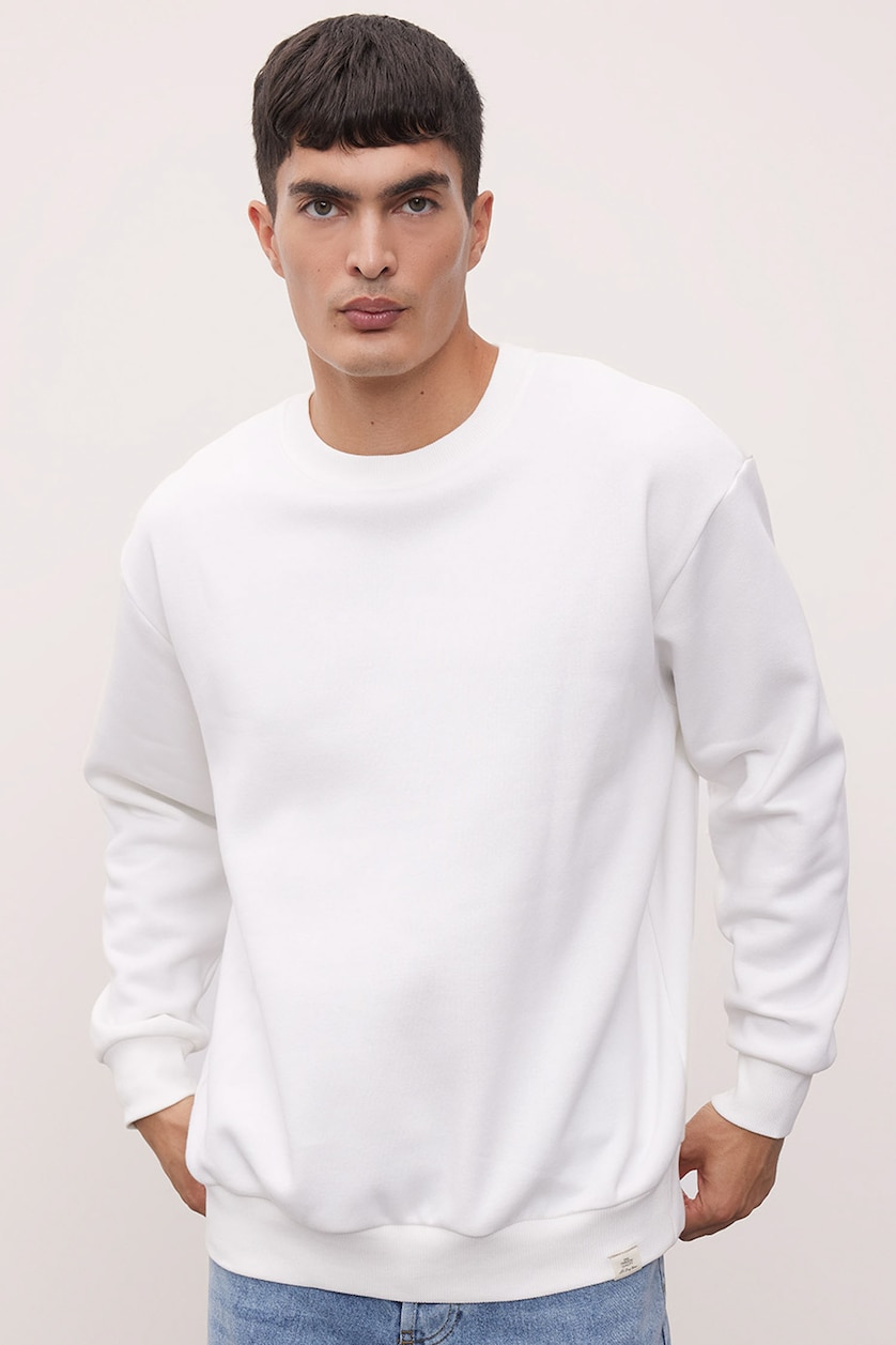 Men White Oversize Fit Thick Sweatshirt Fabric Sweatshirt