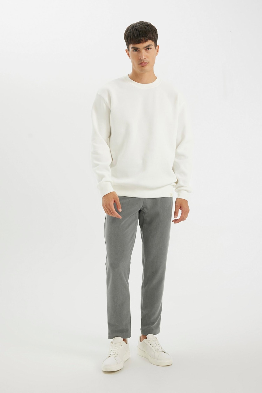 Men White Oversize Fit Thick Sweatshirt Fabric Sweatshirt