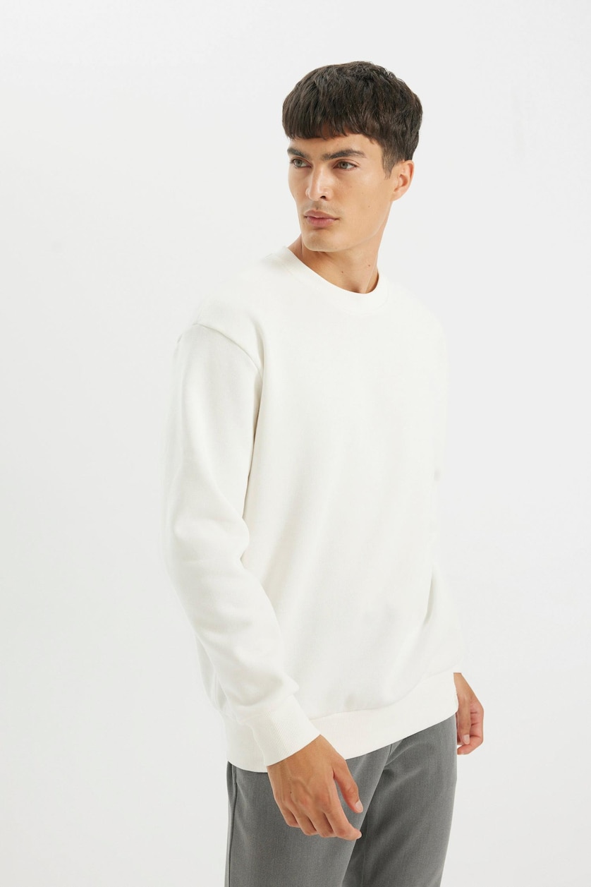 Men White Oversize Fit Thick Sweatshirt Fabric Sweatshirt
