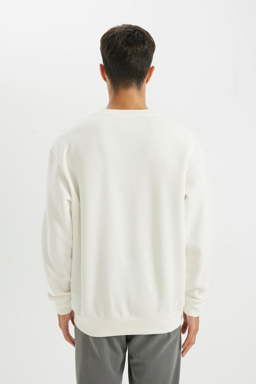 Men White Oversize Fit Thick Sweatshirt Fabric Sweatshirt