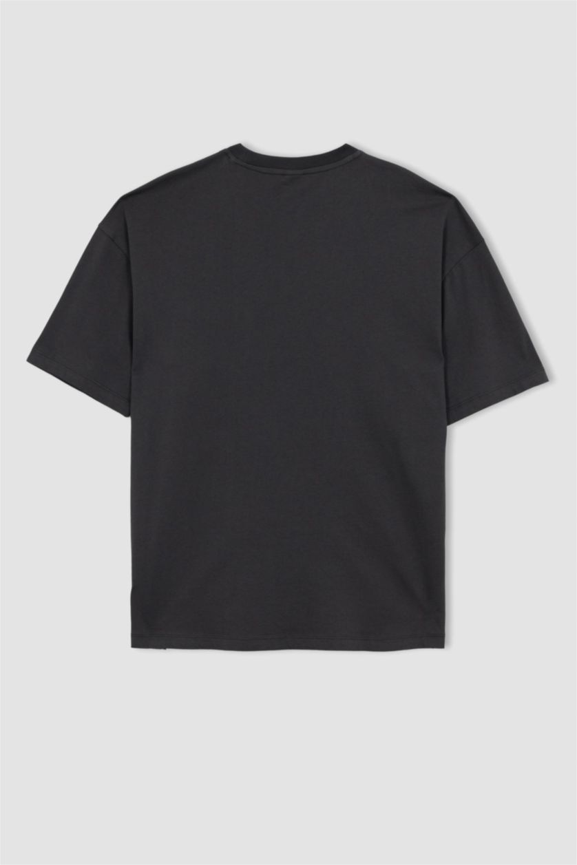 Мужчины Антрацит Футболка оверсайз с круглым вырезом из хлопка