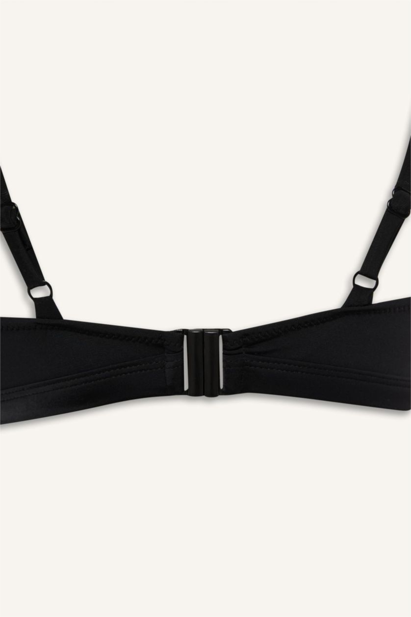 Kadın Siyah Regular Fit Bikini Üstü-Fall in Love