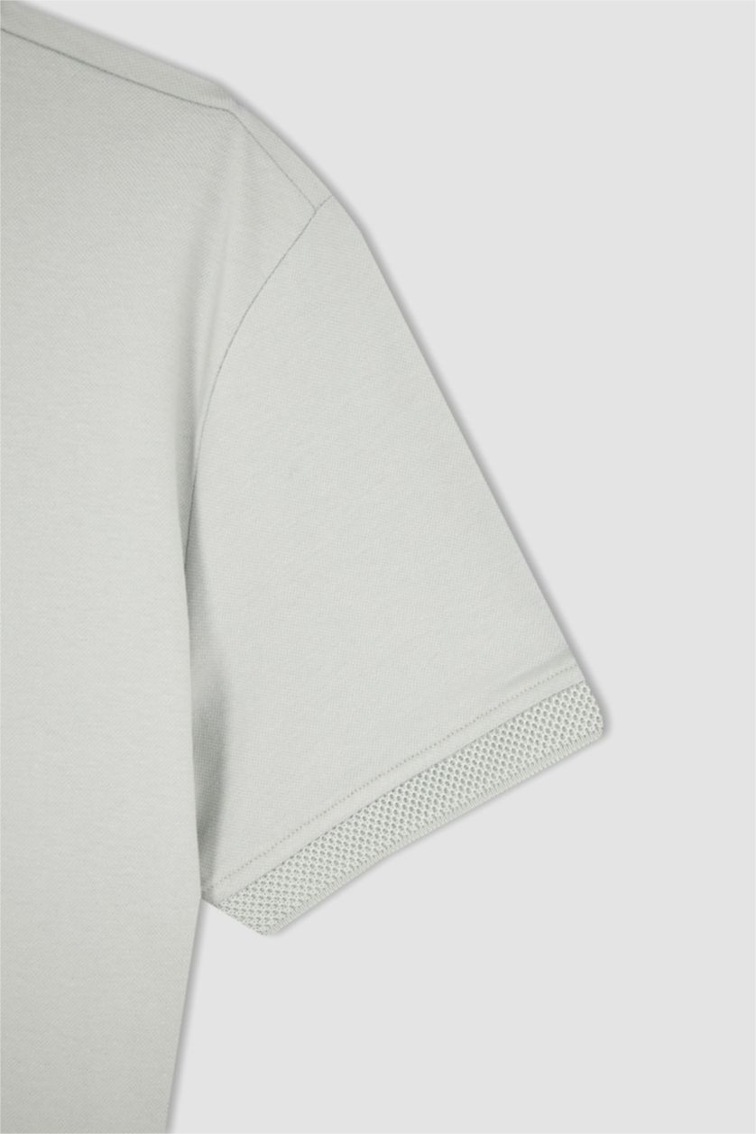 Erkek Açık Taş Slim Fit Dar Kesim Kısa Kollu Basic Düz Polo Tişört