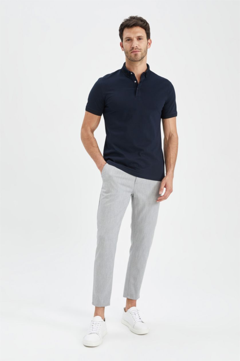 MAN NAVY Slim Fit Pique Short Sleeve Polo T-Shirt