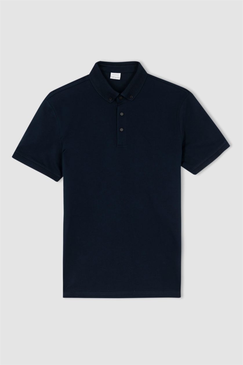 MAN NAVY Slim Fit Pique Short Sleeve Polo T-Shirt