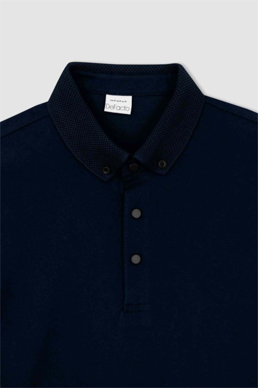 MAN NAVY Slim Fit Pique Short Sleeve Polo T-Shirt