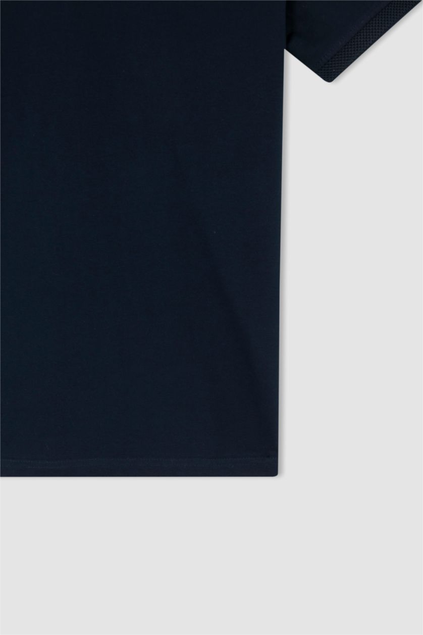 MAN NAVY Slim Fit Pique Short Sleeve Polo T-Shirt