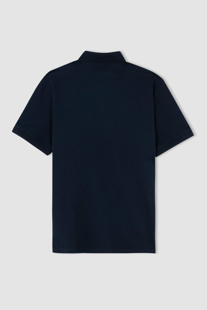 MAN NAVY Slim Fit Pique Short Sleeve Polo T-Shirt