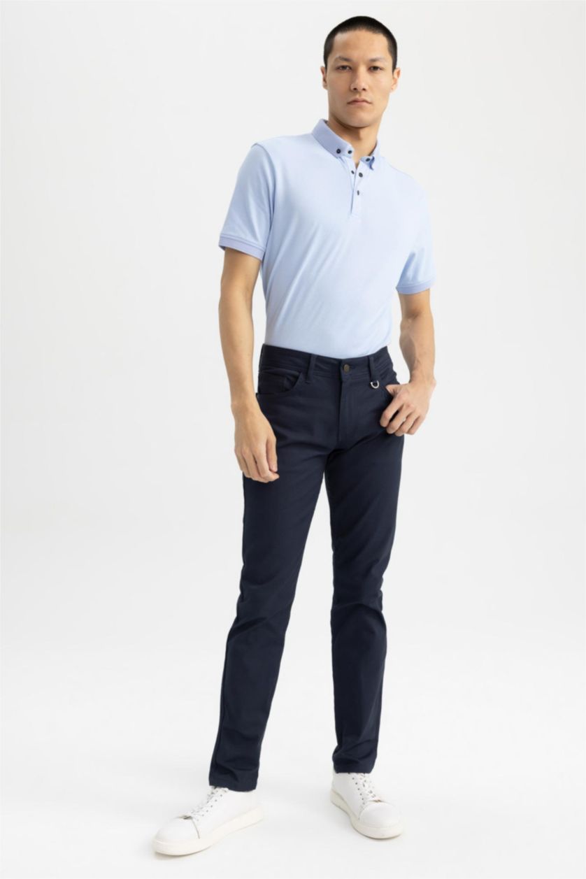 رجال أزرق Slim Fit Pique Short Sleeve Polo T-Shirt