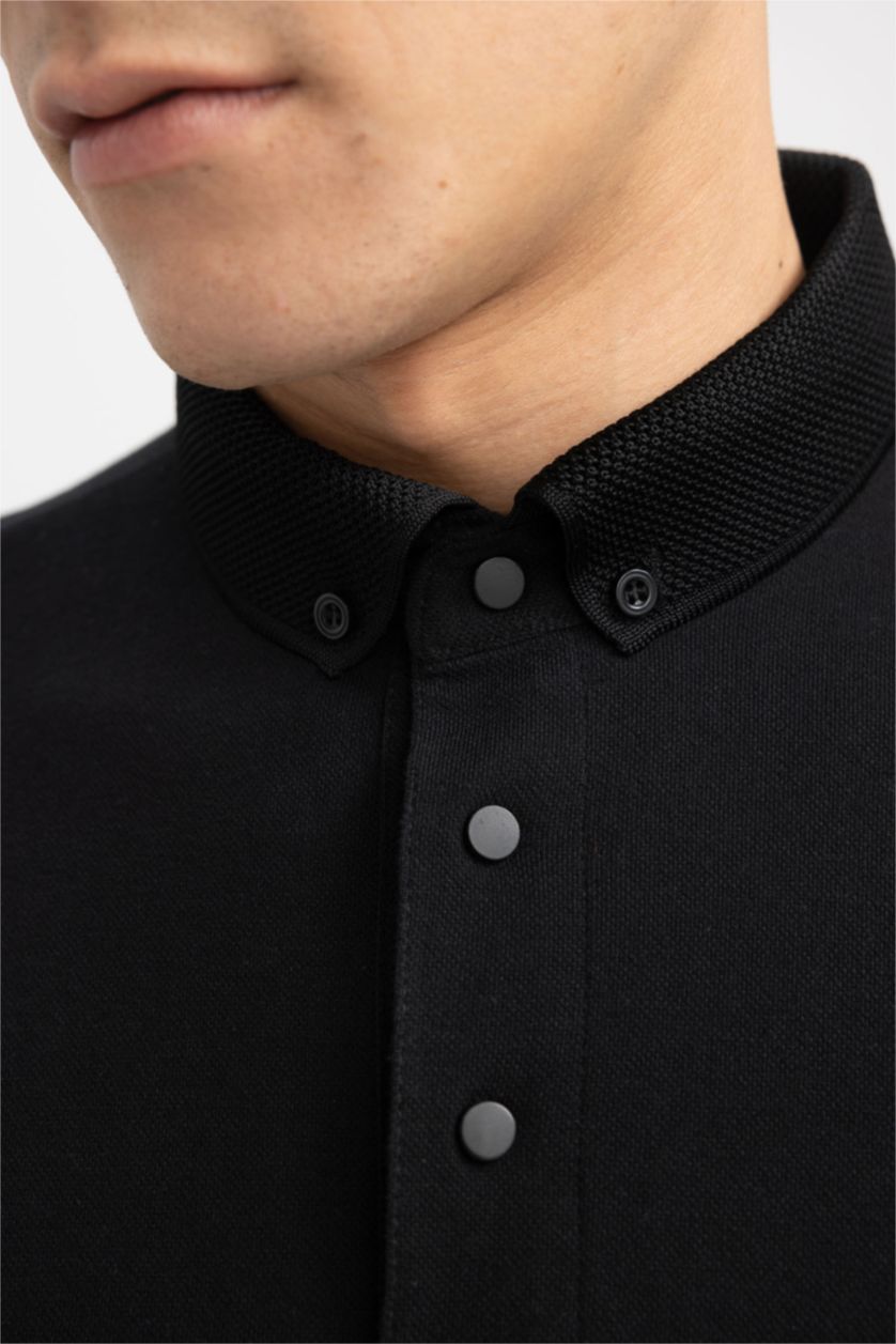 MAN Black Slim Fit Pique Short Sleeve Polo T-Shirt