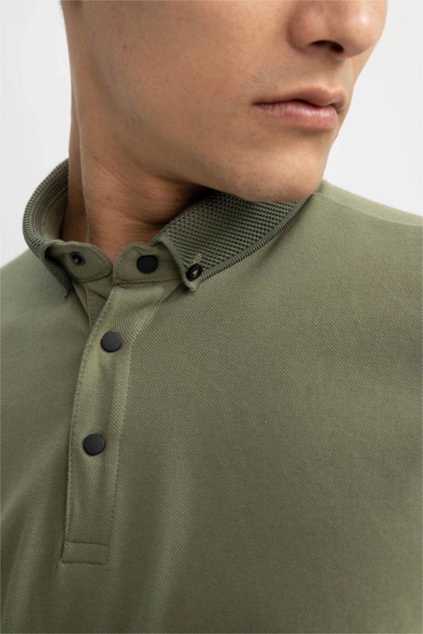 MAN Khaki Slim Fit Polo Neck Short Sleeve Cotton T-Shirt