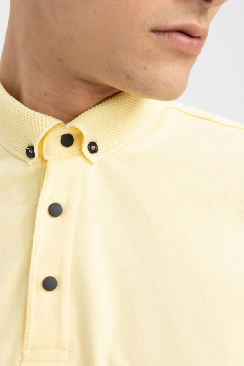MAN Light Yellow Slim Fit Polo Neck Short Sleeve T-Shirt