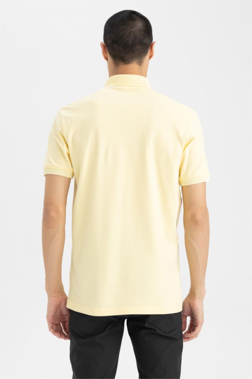 MAN Light Yellow Slim Fit Polo Neck Short Sleeve T-Shirt