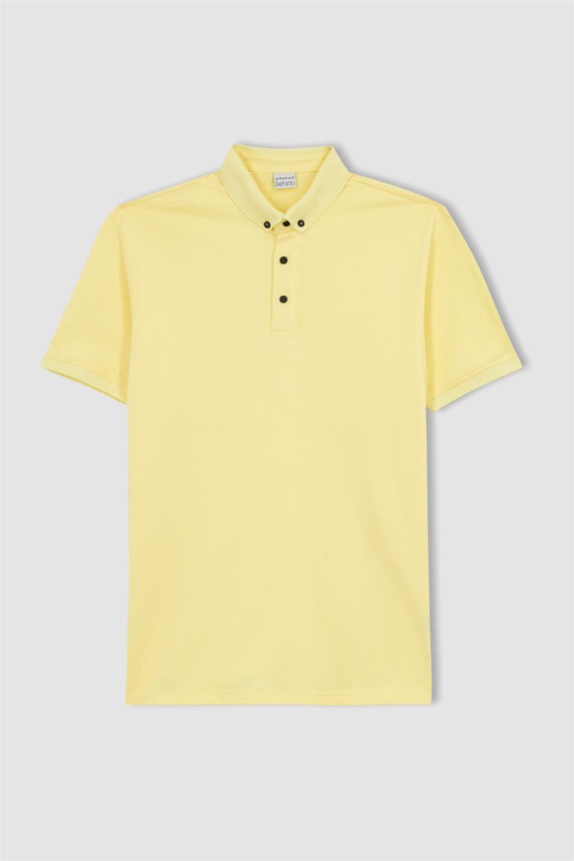 MAN Light Yellow Slim Fit Polo Neck Short Sleeve T-Shirt